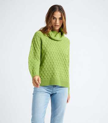 Urban Bliss Green Cable Knit Roll Neck Jumper 