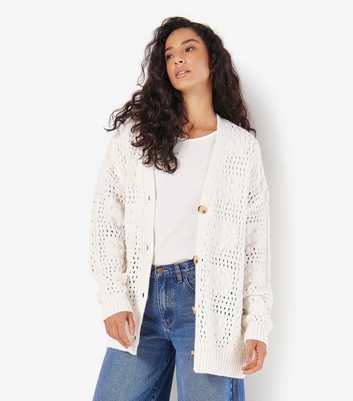 Apricot White Crochet Cardigan