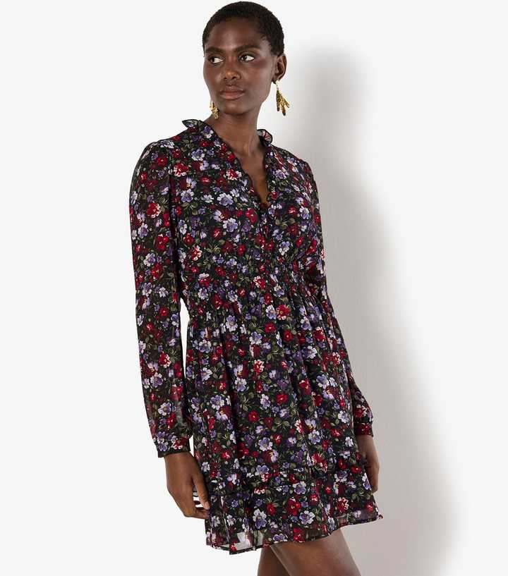 Apricot Red Floral Print Chiffon Dress | New Look