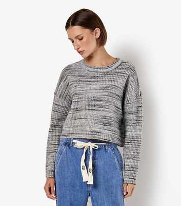 Apricot Grey Space Dyed Crop Jumper 