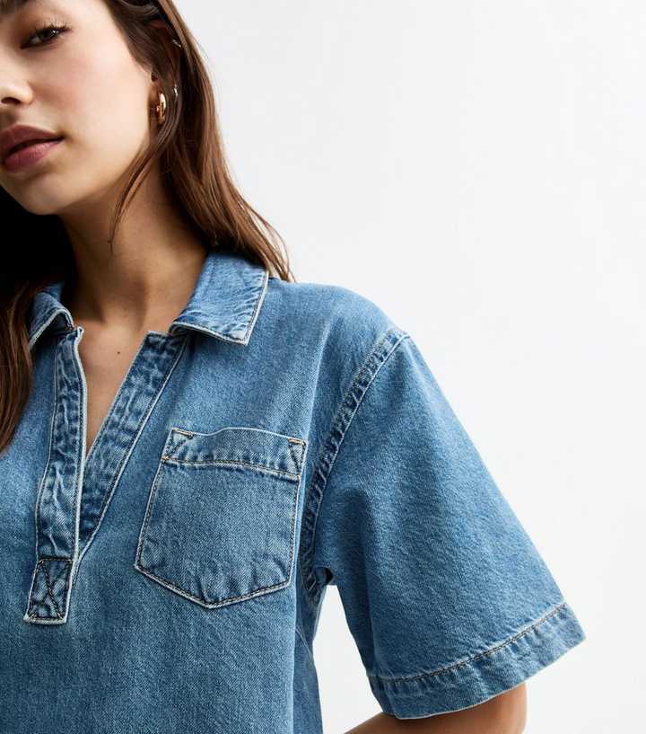 Blue Denim Tunic Dress | New Look