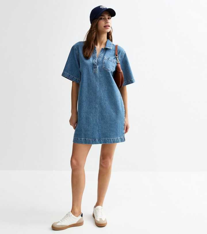 denim tunic dress new look Blue Denim Tunic Dress