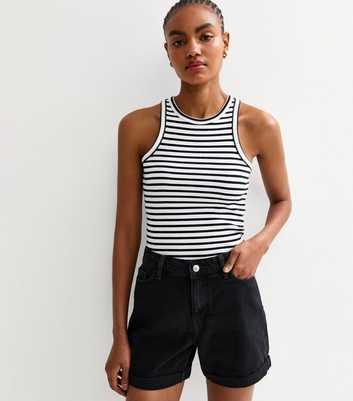 Tall Black Denim Boyfriend Shorts
