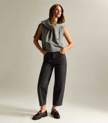 Washed Black Ankle Grazer Barrel Leg Jeans