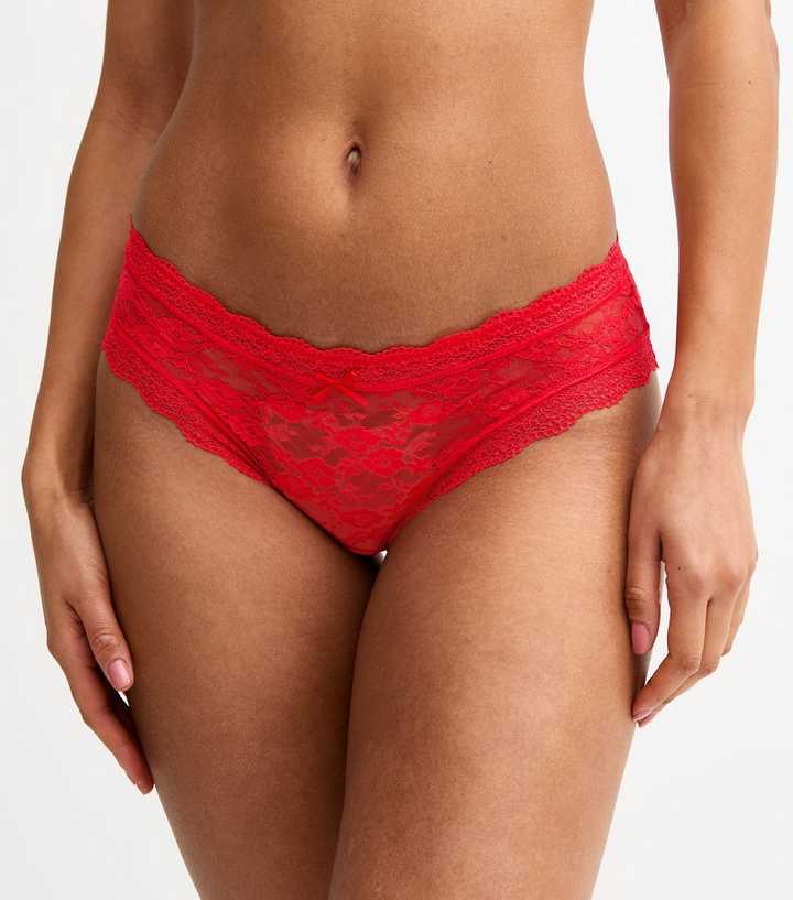 Dark Red Lace Short Briefs