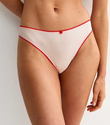 Off White Contrast Trim Microfibre Thong