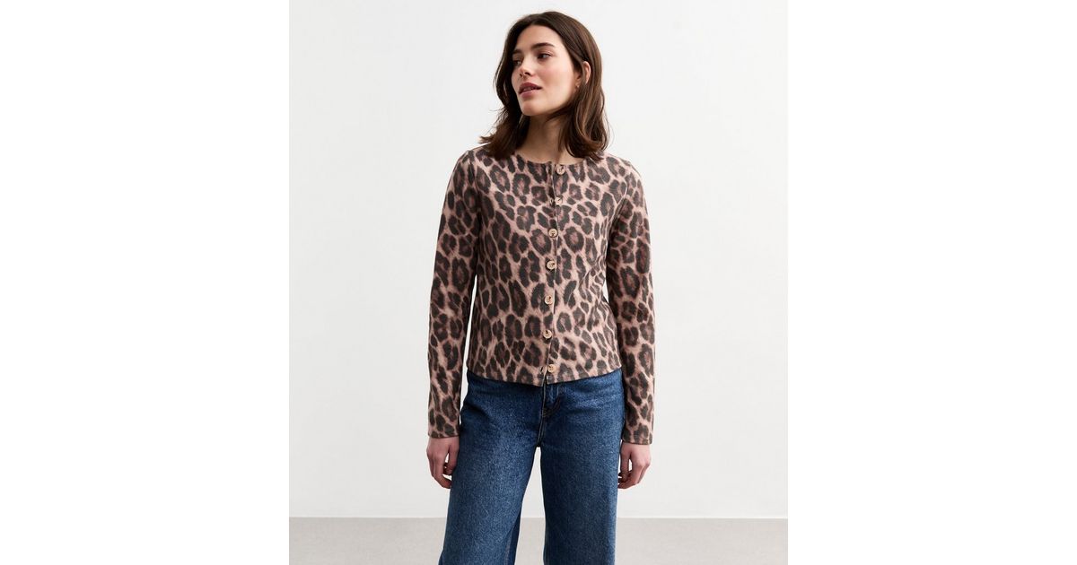 Classic Leopard Print Button-Up Coat - Brown main image 1