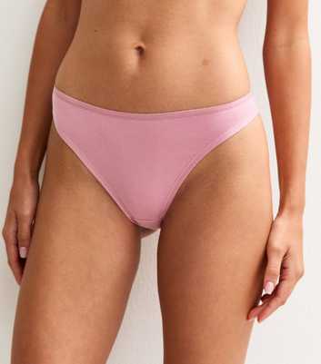 Pink  Cotton Ruched Thong