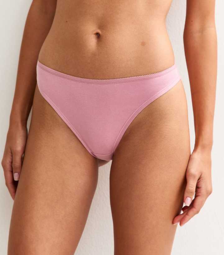 Pink  Cotton Ruched Thong