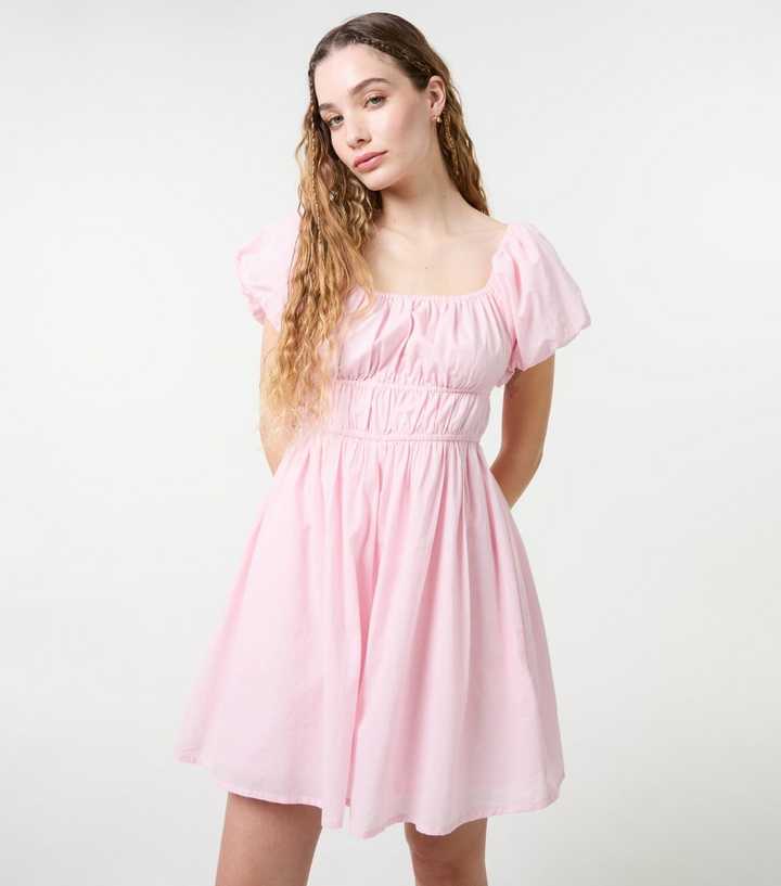 Pink Vanilla Puff Sleeve Mini Dress