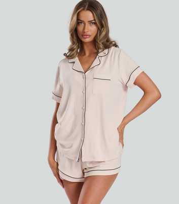 Loungeable Cream Shirt and Shorts Pyjama Set