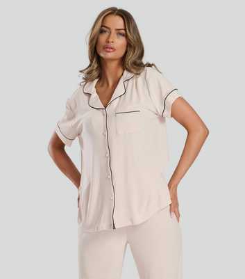 Loungeable Mink Ribbed Shirt and Trousers Pyjama Set