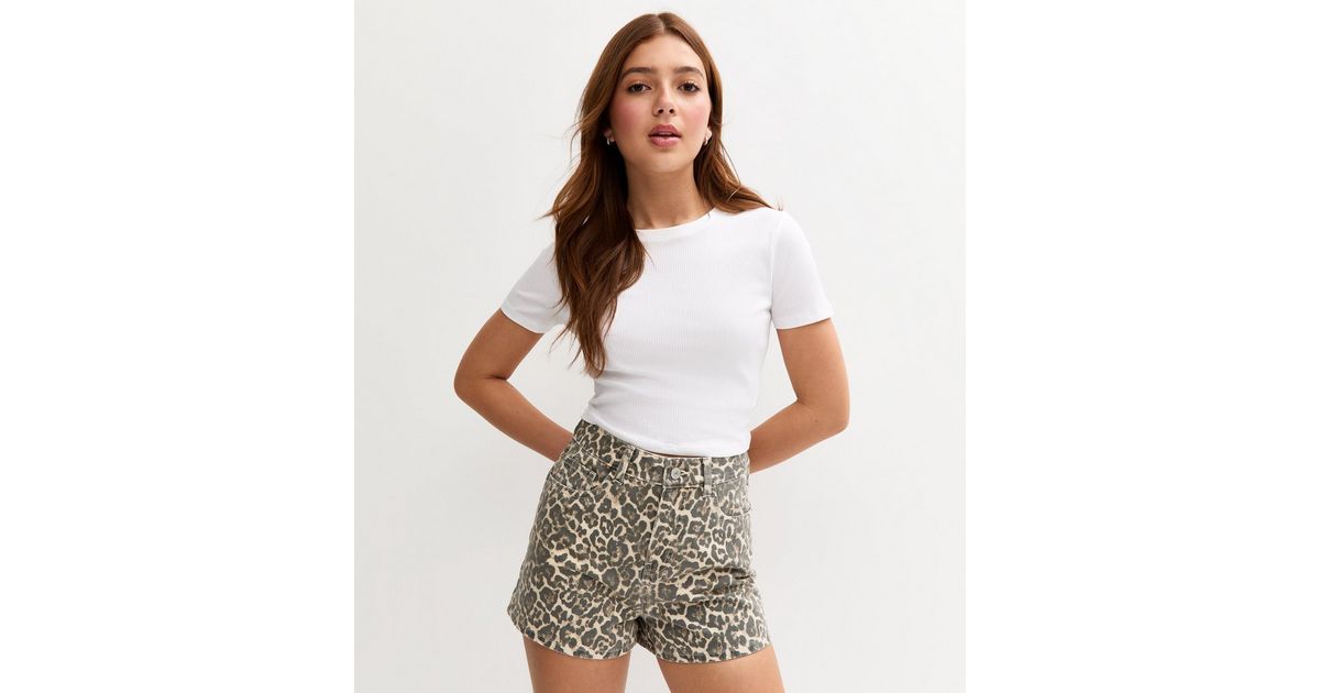 Girls Brown Leopard Print Mom Shorts New Look