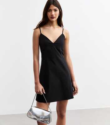 Black Strappy A-Line Mini Dress