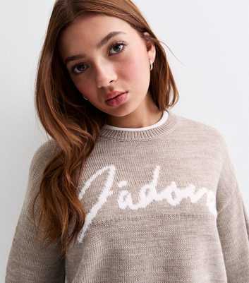 Girls Light Brown J'Adore Slogan Jumper