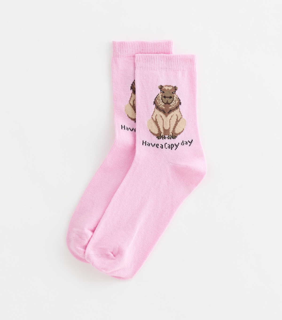 Pink Have a Capy Day Capybara Slogan Socks New Look