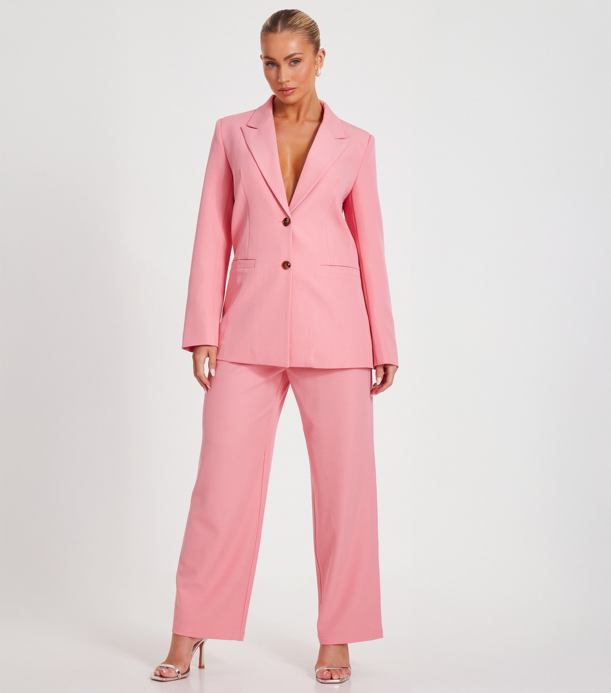 Women's Pink Pleated Wide Leg Trousers Quiz New Look