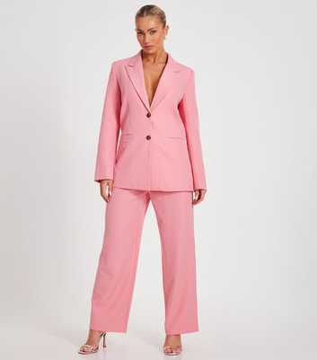 QUIZ Pink Pleated Wide Leg Trousers