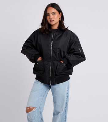 Urban Bliss Black Oversized Bomber Jacket