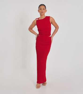 QUIZ Red Textured Maxi Skirt