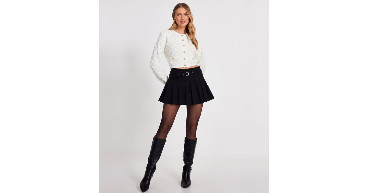 Quiz Clothing Leather Midi Skirt Quiz QUIZ Black Pleated Mini