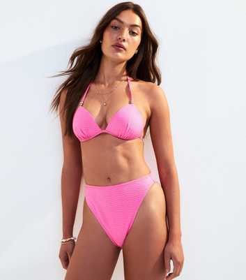 Pink Wave Textured Bikini Bottoms