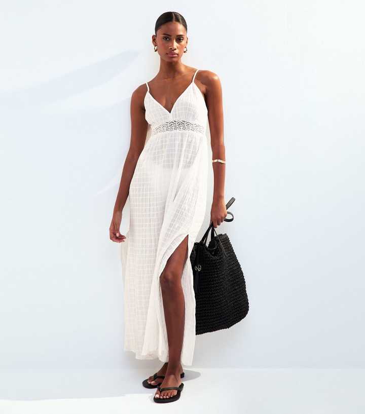 White Lace Insert Maxi Dress White Lace Insert Maxi Dress