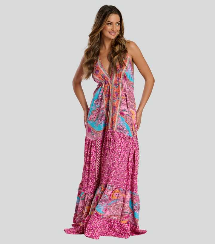 strapless open back dress Giada Scarf-Detail Midaxi Dress in Blush Pink main image 0