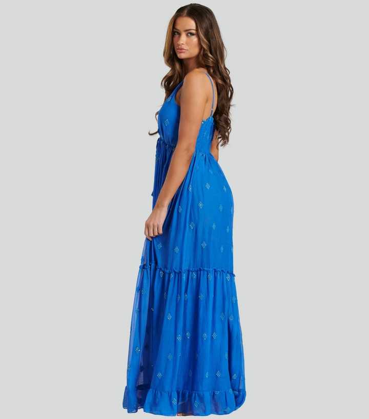 South Beach Bright Blue Sequin Embellished Cami Maxi Dress New Look