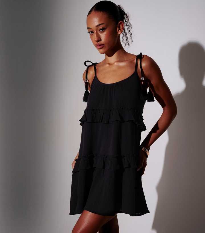 South Beach Black Tie Strap Mini Dress