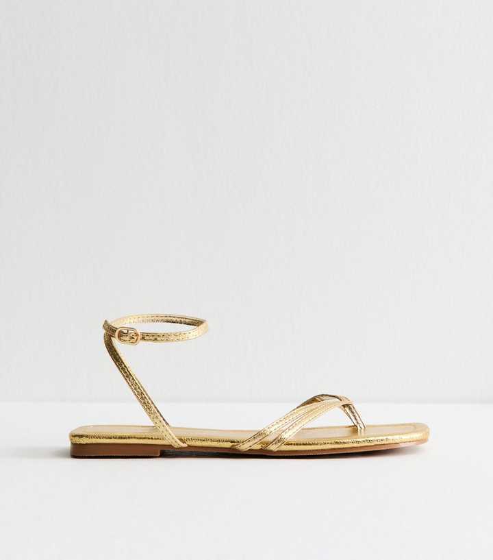 Public Desire Monsoon Gold Flat Sandals