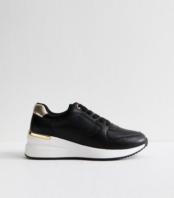 Wedge Trainers New Look Vegan Trainers Black Faux Leather