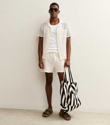 White Regular Open Weave Revere Collar Shirt