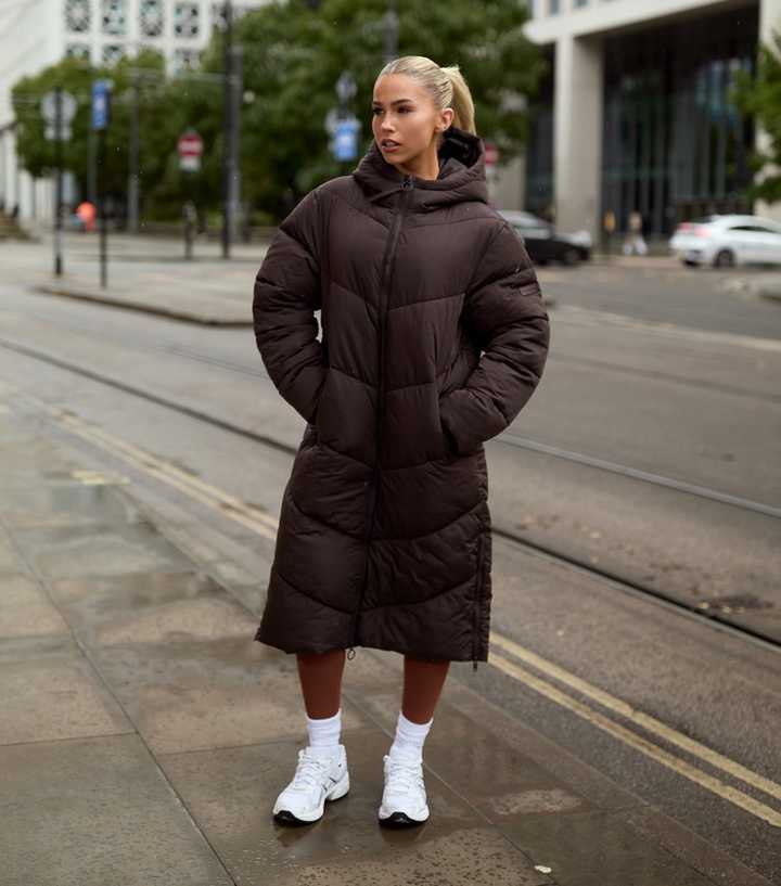 Longline Puffer Brown Long Padded Coat Brown Long Padded Coat
