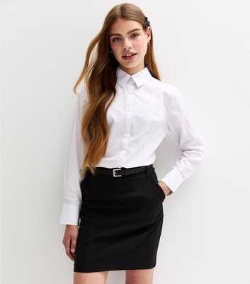 Girls White Long Sleeve Fitted School Shirt