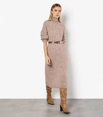 Apricot Stone Knitted Oversize Midi Dress