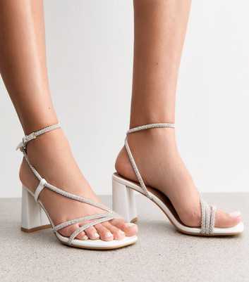 White Diamantè Embellished Multi Strap Sandals