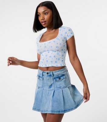 Pink Vanilla Off White Pointelle Floral Print Crop Top