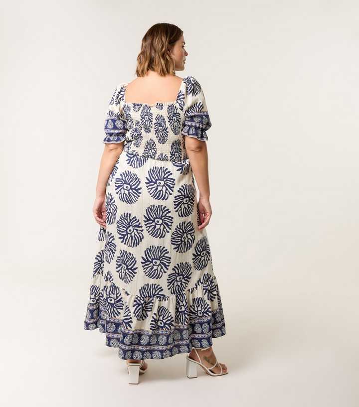 Blue Vanilla New Look Maxi Blue Vanilla Curve Blue Leaf Print