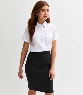 Girls Black Jersey Pencil School Skirt