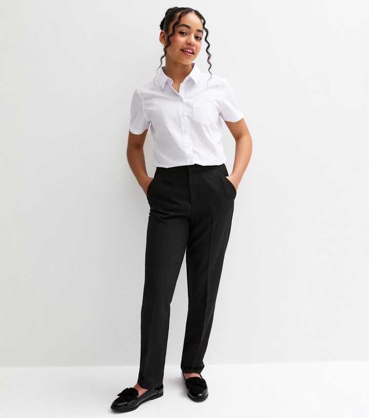 Girls Black Straight Leg School Trousers