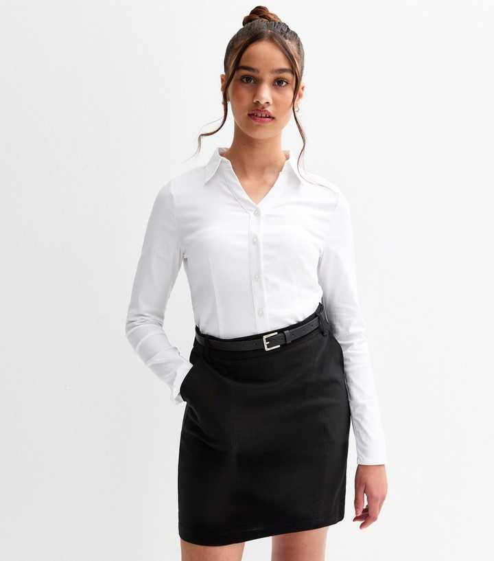 Girls White Long Sleeved School Shirt