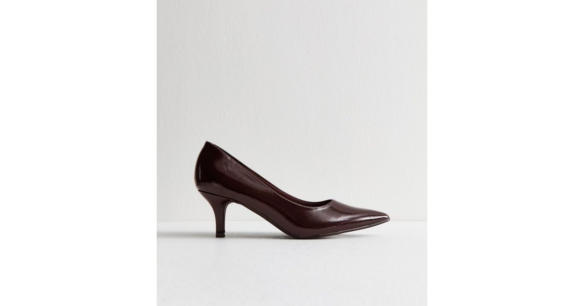 Patent Leather Dark Brown Pumps Dark Brown Patent Faux Leather
