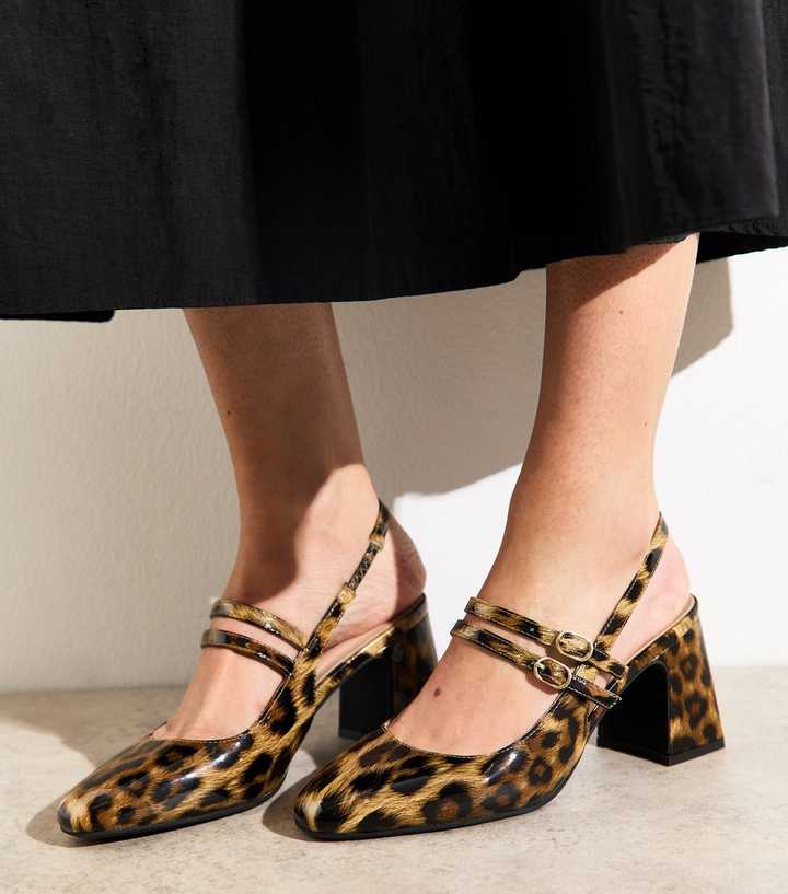 Brown Leopard Print Block Heel Mary Jane Shoes