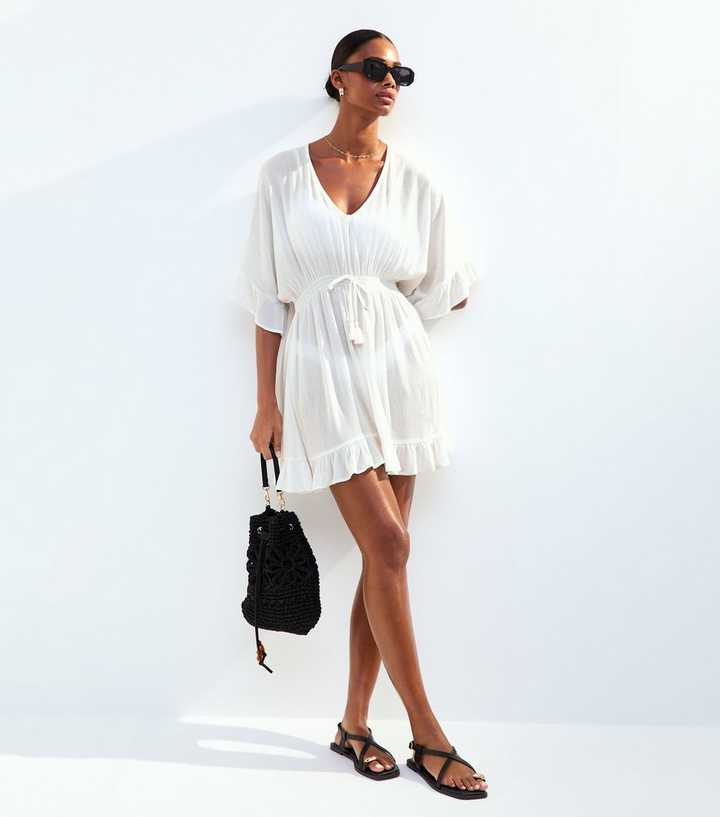 White Metallic Stripe Kaftan