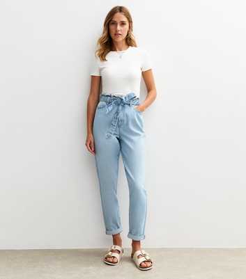 Blue Paperbag Waist Barrel Jeans