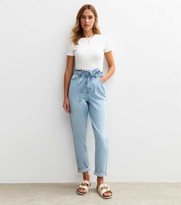 Blue Paperbag Waist Barrel Jeans