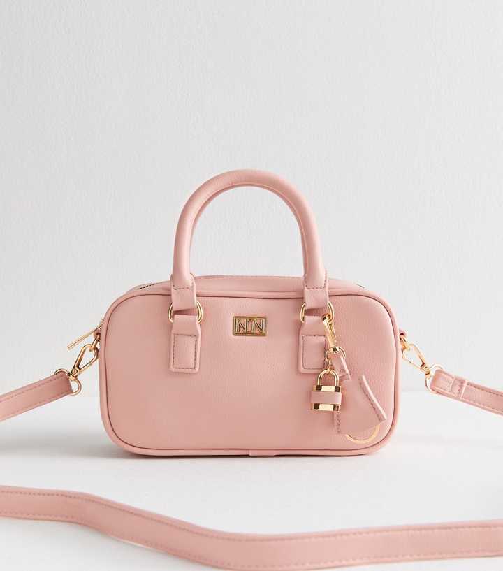 Pink Faux Leather Crossbody Bag