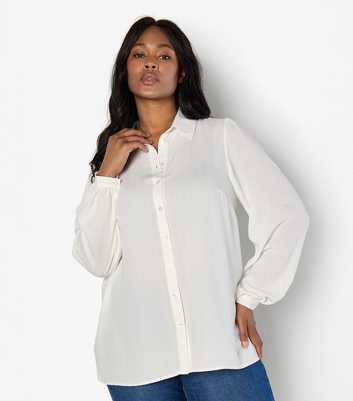 Apricot Curves Cream Chevron Textured Shirt