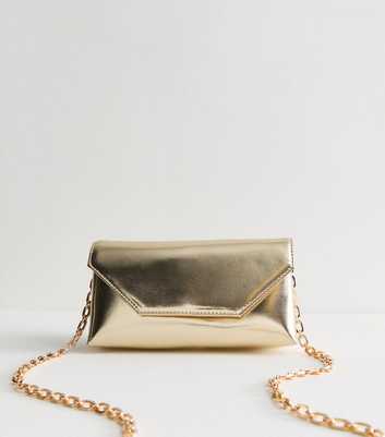 Gold Metallic Faux Leather Clutch